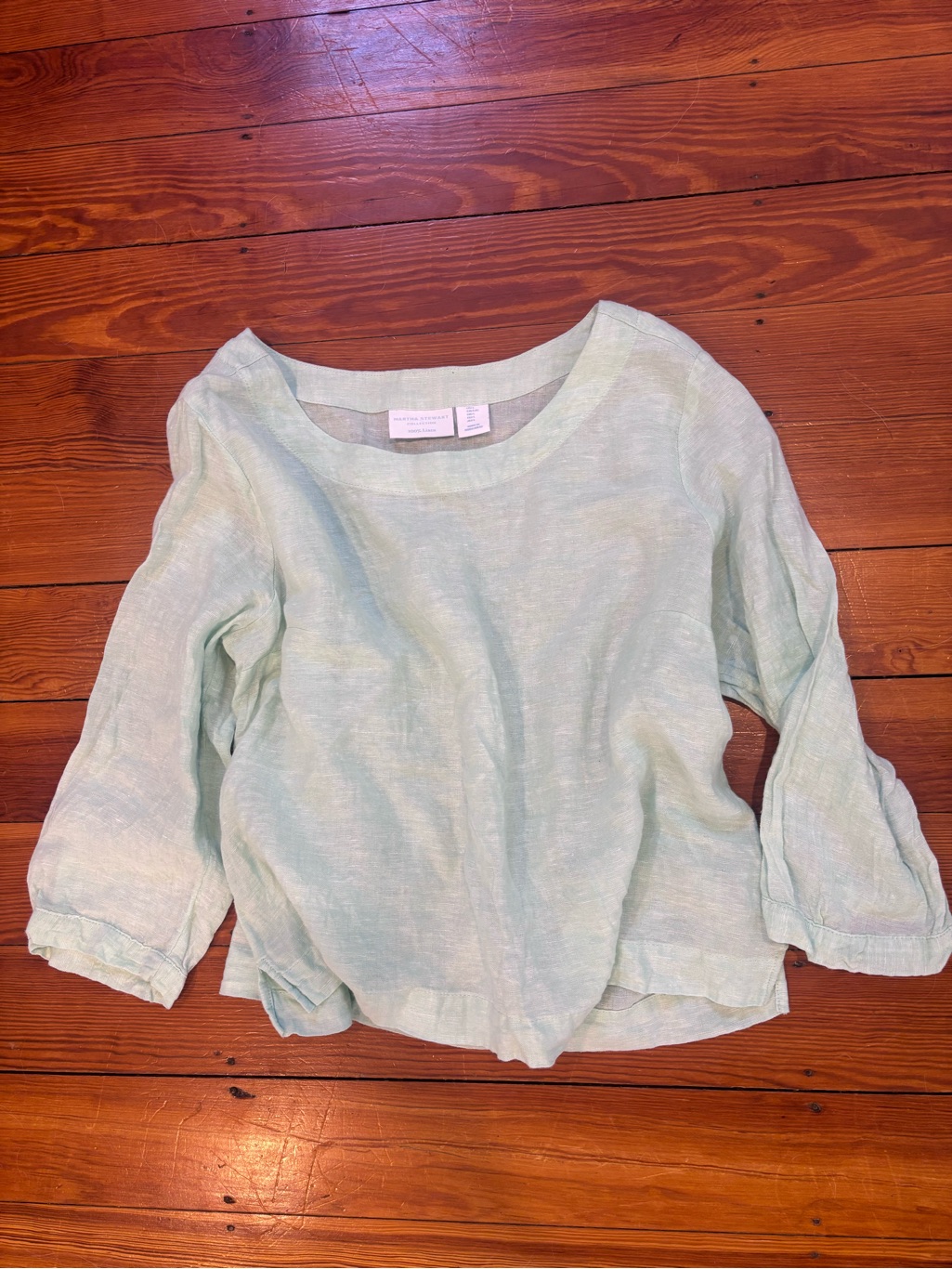 Martha Stewart Mint 100 Linen Pullover Top Martha Stewart Mint 100 Linen Pullover Top